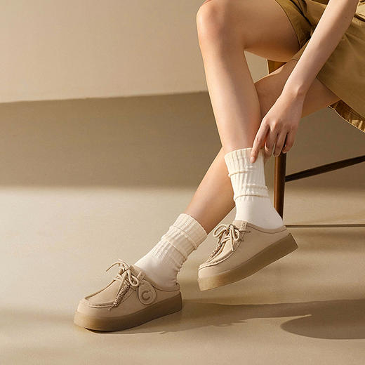 千百度复古袋鼠鞋女款外穿包头拖一脚蹬休闲拖鞋舒适A25256612 商品图1