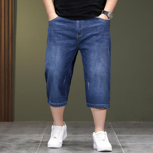 【DYG】大依优型大码牛仔七分裤牛仔短裤弹力宽松显瘦肥佬休闲男士夏加肥加大 商品图3