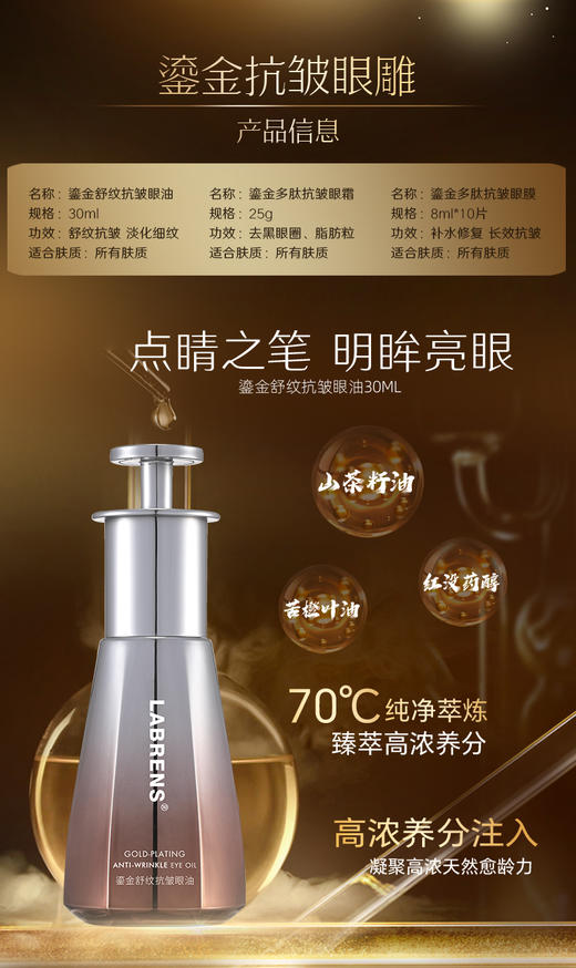 【兰蓓诗】鎏金多肽眼部三件套 眼霜 眼油 眼膜 商品图1