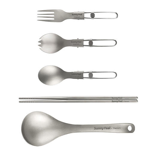SunnyFeel山扉户外露营野餐纯钛餐具炊具_折叠汤叉勺筷子超轻便携 商品图3