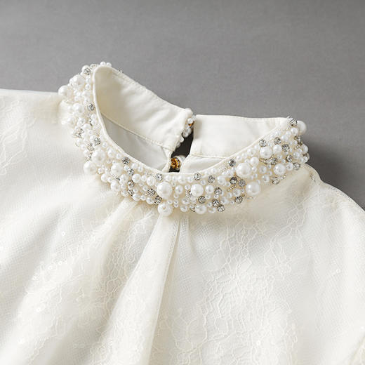 轻奢重工钉珠领网纱亮片蕾丝衫刺绣名媛春上衣WLZD2501501 商品图2