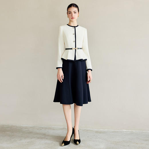 IWY/小香风连衣裙新款假两件拼色套装时尚洋气减龄显瘦遮肉伞裙Q1288 商品图0