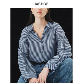 棉仓3631504003-IACHOE铜氨丝蓝条纹衬衫