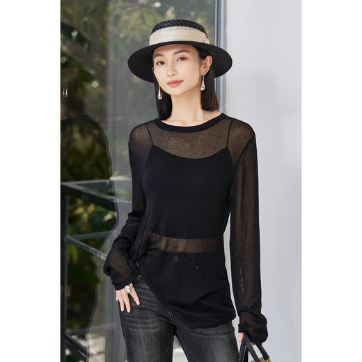 百搭舒适罩衫 米思阳2026春季新款休闲感宽松针织衫上衣女5936 商品图5
