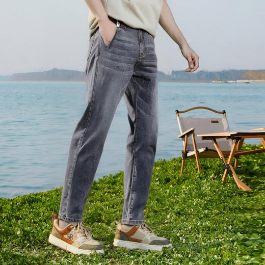 圣得西男士水洗牛仔裤秋季款新潮小脚时尚修身百搭休闲裤长裤子 商品图1