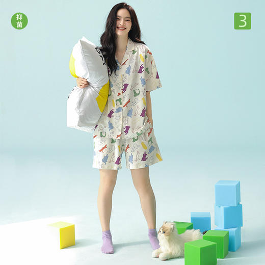 【大牌品质】【抗菌新疆棉】春夏季A类拉架棉睡衣 7A级抑菌防螨超柔凉感纯棉家居服套装 商品图4