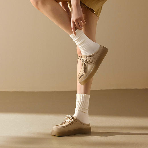 千百度复古袋鼠鞋女款外穿包头拖一脚蹬休闲拖鞋舒适A25256612 商品图2