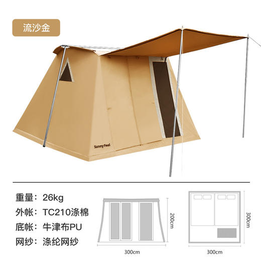SunnyFeel户外露营春日帐篷野营超大春帐棉布5人帐篷遮阳天幕防雨 商品图4