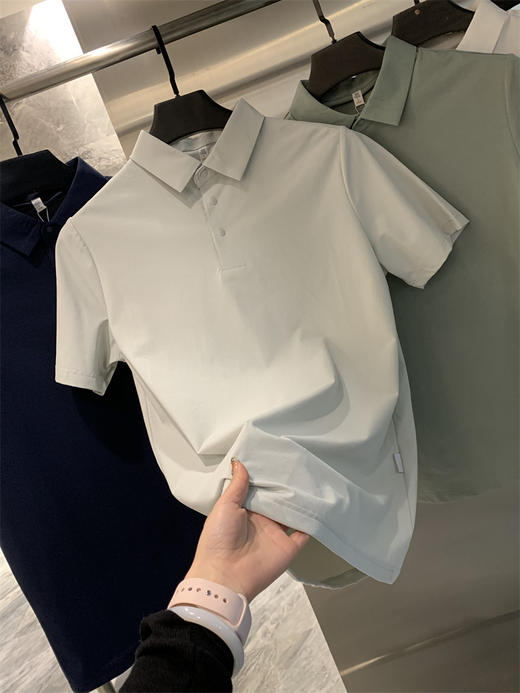 冰丝索罗娜！无痕压胶！2025夏季冰爽弹力半拉链男式短袖POLO衫！ 商品图5
