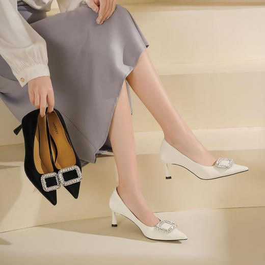 Westory2025年春季尖头中跟方扣通勤宴会浅口单鞋S25AE58761 商品图7