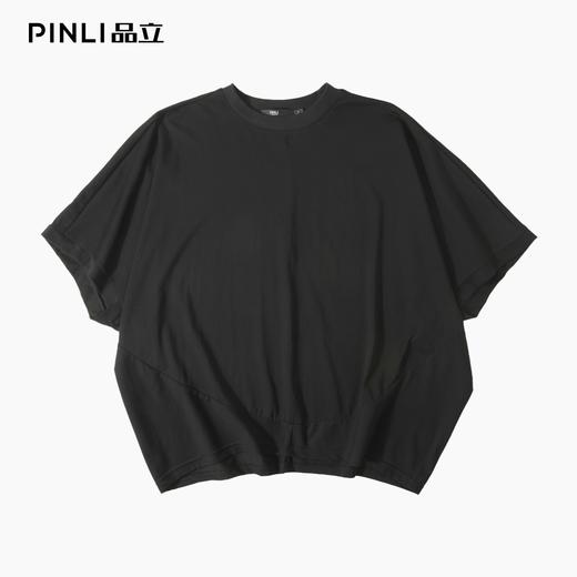 PINLI品立2025夏季新款拼接宽松廓形短袖T恤男士潮流纯色百搭上衣B252111030 商品图4