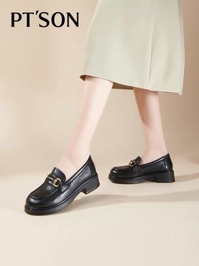 《云粉节》BF楼自由姿色（百田森）春秋厚底英伦风牛皮乐福鞋PJSA8022D  吊牌价939