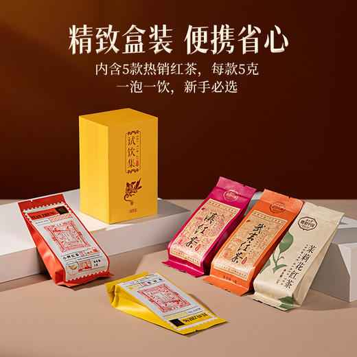 元正 茶票小种金丝蕊茉莉花滇红武夷红茶组合5款特级茶叶试饮集25g 商品图4