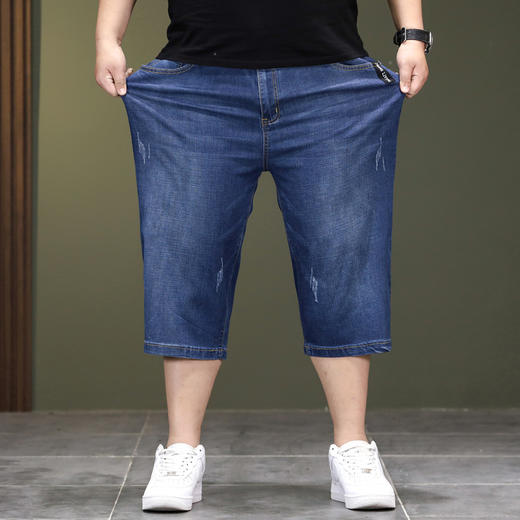 【DYG】大依优型大码牛仔七分裤牛仔短裤弹力宽松显瘦肥佬休闲男士夏加肥加大 商品图2