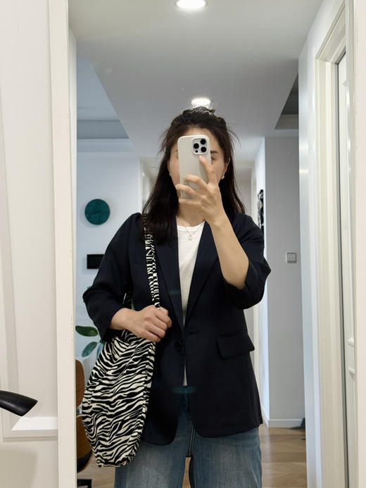 25春夏| 人字纹肌理天丝亚麻微收腰七分袖西装【包邮+三天无理由退换】 商品图6