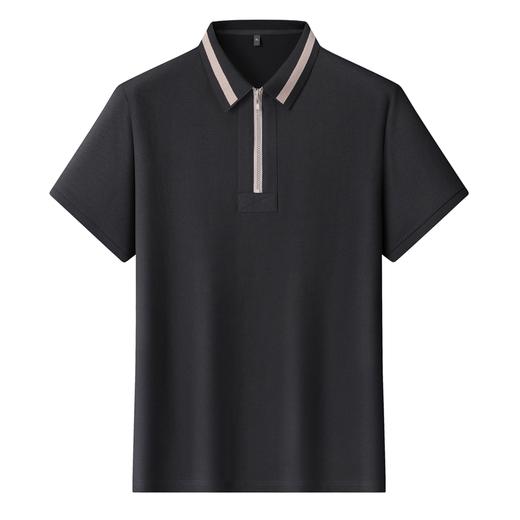 【100%棉】【DLS】大依优型大码拉链短袖POLO衫翻领加肥加大男士大号透气舒适夏季半袖上衣 商品图0