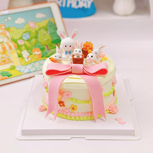 兔宝宝翻糖蝴蝶结蛋糕 商品图3