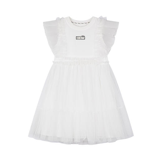 笛莎千与2025夏季新款女童时尚气质网纱拼接针织连衣裙 商品图4