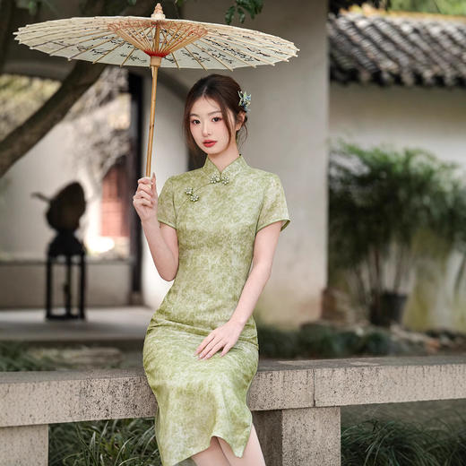 2025年春夏新款改良旗袍日常绿色XL1203 商品图1