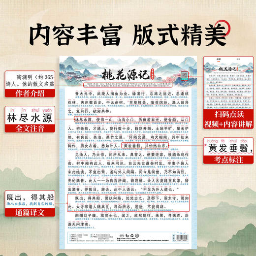 【斗半匠】小学初中通用文言文挂图出师表滕王阁序岳阳楼记桃花源记 商品图1