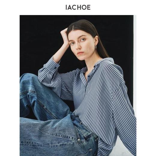 棉仓3631504003-IACHOE铜氨丝蓝条纹衬衫 商品图2