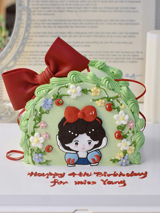 翻糖蝴蝶结白雪公主 - 戚风水果生日蛋糕 商品图0