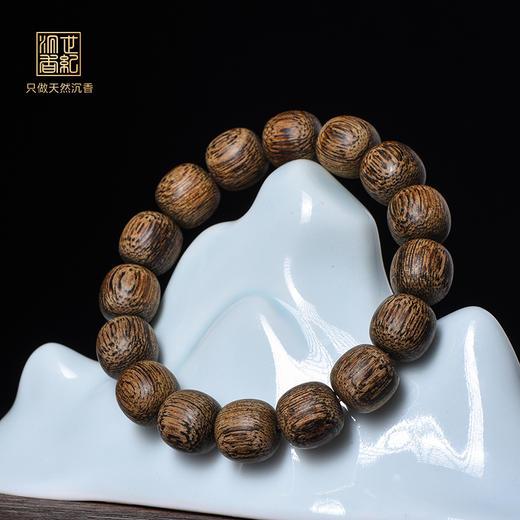 天然文莱沉香桶珠  九分沉 13.5mm*16颗 18克 SP11027 商品图0