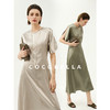 COCOBELLA灵动蝴蝶袖肌理光泽感连衣裙优雅捏褶茶歇裙FR3080 商品缩略图3