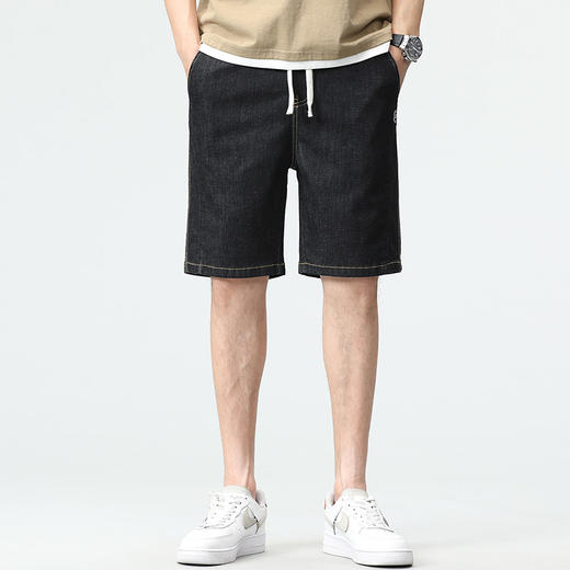 【天丝莱赛尔】【DYG】大依优型大码男装五分牛仔短裤夏季冰丝薄料松紧腰加肥加大中裤胖子男士 商品图2