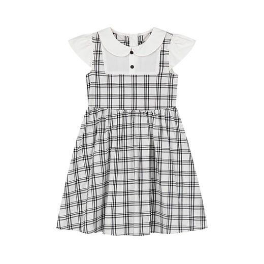 笛莎千与2025夏季新款女童时尚假两件格纹拼接连衣裙 商品图4