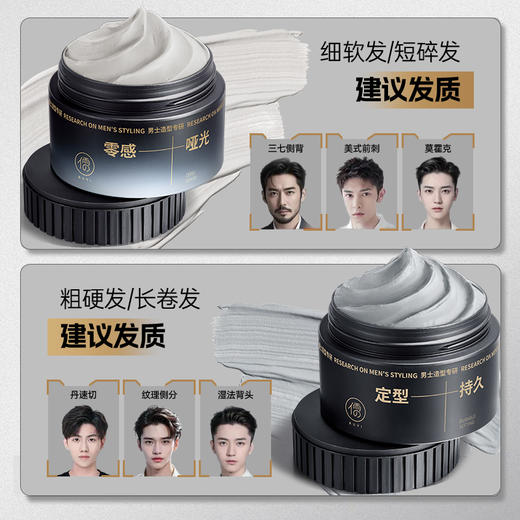 儒意男士零感哑光塑型发泥120g  发泥发蜡男士自然蓬松持久塑型定型发胶啫喱膏|儒意官方商城 商品图2