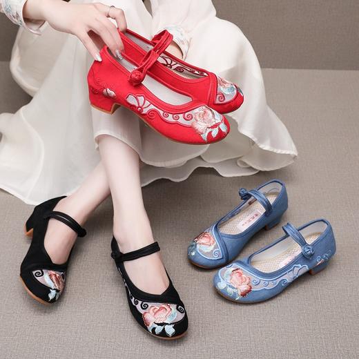 广场舞鞋绣花鞋透气网布面妈妈鞋旗袍老北京布鞋SB813-11 商品图3