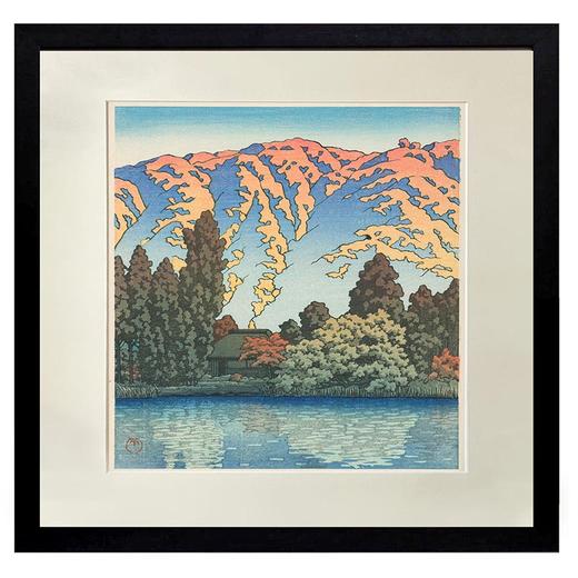 独角鹿系统古董 1950年代日本昭和时期著名新版画大师川濑巴水签名创作风景主题木版画作品四件套《春夏秋冬》 商品图3