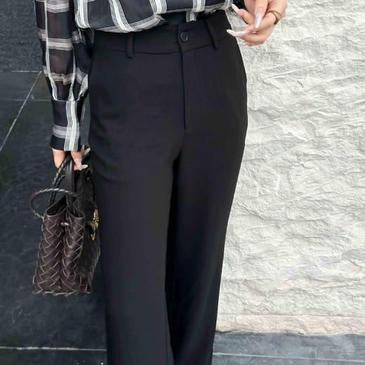 顺丰包邮洛诗琳99437春季精致丝绵格子上衣气质直筒长裤套装0120 商品图4