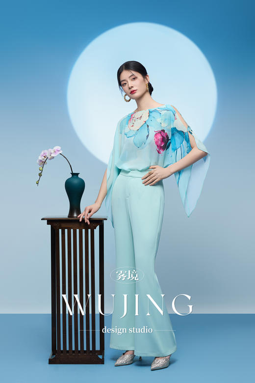 3205060 青白黛绿 韩国进口水晶乔其纱上衣 雾境 商品图5