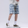 【DYG】大依优型大码男装牛仔短裤宽松OVS风潮牌印花松紧腰运动牛仔裤中裤夏季男士五分裤 商品缩略图1