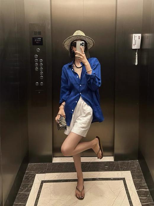 【法式翻领棉麻衬衫】  松弛有度的版型 无需费心搭配也能时髦有余 日常刷街&通勤都可 商品图5