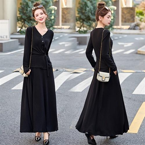 2025年春季新款时尚气质V领舒适感休闲减龄两件套半身裙LNS9741 商品图4