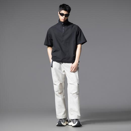 PINLI品立2025夏季新款男士立领半拉链短袖衬衫时尚简约纯色衬衣GD252113294 商品图1