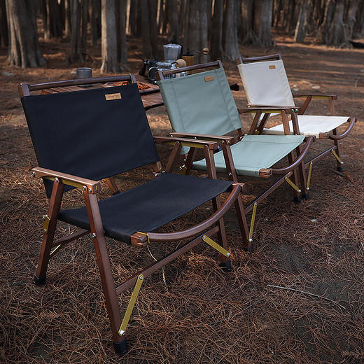 SunnyFeel山扉_户外露营克米特实木椅折叠榉木椅可拆卸黑胡桃木靠背椅 商品图2