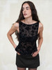 TR她热 暗香 黑色玫瑰植绒网纱透视性感复古带胸垫背心上衣 商品缩略图0