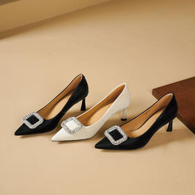 Westory2025年春季尖头中跟方扣通勤宴会浅口单鞋S25AE58761