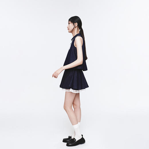 HERLIAN 2025年春季新品蕾丝拼接原色牛仔短裙 商品图2