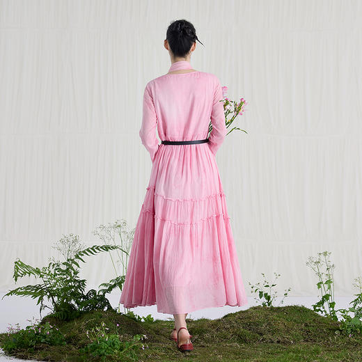 【林栖设计小店】（现货）婴儿棉植物染连衣裙粉色云染宽松显瘦舒适长裙1911006B 商品图2