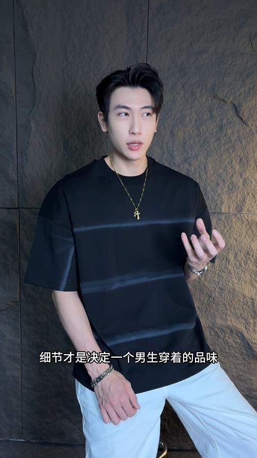 9276夏季高级感新款韩版晕染线条个性彩条拼接ins潮流休闲百搭上衣 商品图0