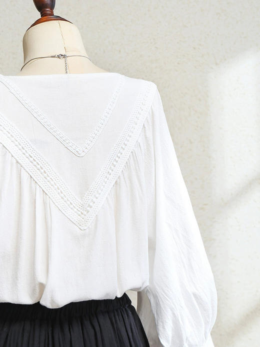 裁缝学苑AQ443法式蕾丝拼接七分袖衬衫纸样女装新款v领宽松衬衣样板 商品图4