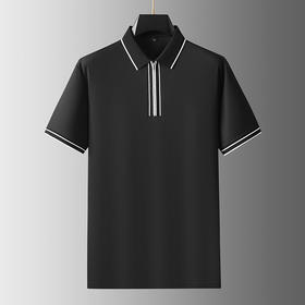 【棉质】【DDA】大依优型大码拉链款短袖POLO衫翻领商务休闲透气半袖夏季上衣男士