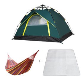 "狼行者  3-4人户外全自动帐篷套餐帐篷LXZ-1002 单人吊床LXZ-5014 防潮垫LXZ-4008"