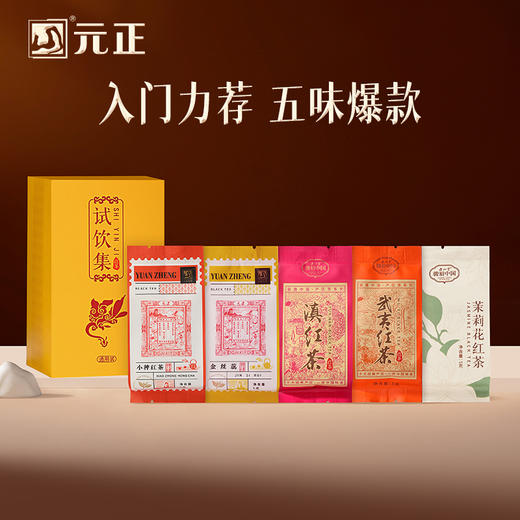 元正 茶票小种金丝蕊茉莉花滇红武夷红茶组合5款特级茶叶试饮集25g 商品图0
