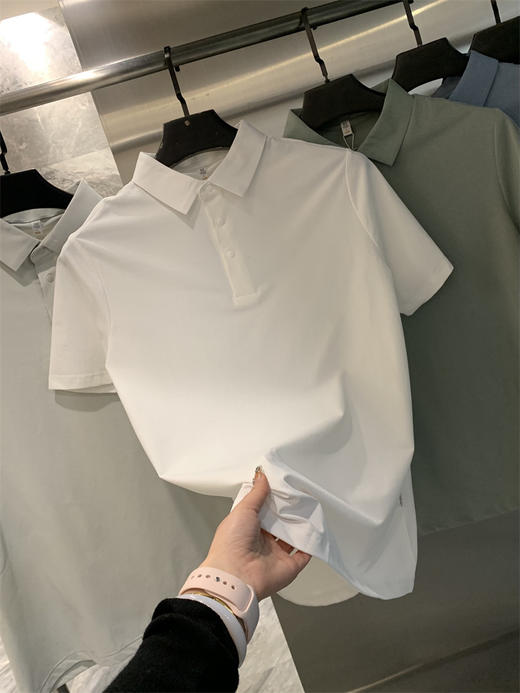冰丝索罗娜！无痕压胶！2025夏季冰爽弹力半拉链男式短袖POLO衫！ 商品图7